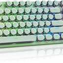 Redragon K710 Wireless Typewriter Mechanical Gaming Keyboard, Bluetooth/2.4Ghz/Wired, RGB Led Backlit, Blue Switch - Clicky, Rechargeable, Solid Metal Panel, Round Keycaps, Green