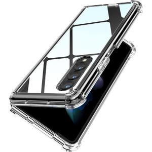MAKAVO for Samsung Galaxy Z Fold 3 5G Case [Enhanced Corner Protection] Non-Yellowing Crystal Soft TPU Bumper Shockproof Hard Clear Back Cover 2021