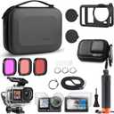 FitStill Accessories Kit for DJI OSMO Action 6 60M/196FT Waterproof Housing+Silicone Protective Case+Tempered Glass Screen Protector+Floaty Bobber Grip+ Carrying Case+FiltersAction 6 Accessory