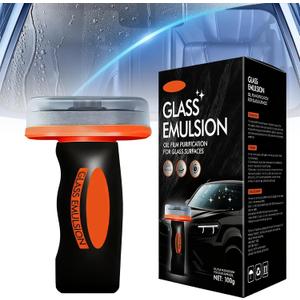 Glass Oil Film Remover for Car, Automotive Glass Cleaner with Cleaning Board,Removes Oil Film & Smudges, Improve Windshield Clarity for Safe Driving(1pcs)