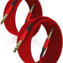 Elebase 1/4 Inch TRS Instrument Cable 10ft 2-Pack,Straight 6.35mm Male Jack Stereo Audio Interconnect Cord,6.35 mm Balanced Line for Electric Guitar,Bass,Keyboard,Mixer,Amplifier,Amp,Speaker,Equalizer (Red)