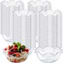 Newtay 100pcs 6oz Small Plastic Dessert Bowls Ice Cream Bowls Reusable Flower Shaped Party Serving Elegant Buffet Serving Cups for Nuts, Salad, Fruit, Snacks and Yogurt (Clear)