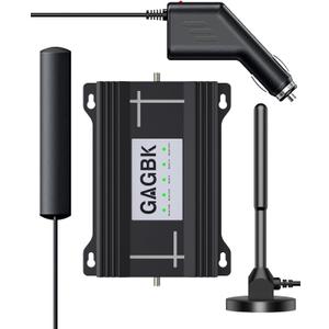 Upgarde Cell Booster for Car, Truck Cell Phone Signal Booster on Band 2/4/5/12/13/17/25/66 for 5G Support All U.S.Carriers AT&T T-Mobile Verizon and More Cellphone Booster for RV Car Vehicle Call/Data
