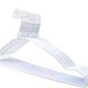 White Wire Notched Hangers Space Saving Metal Coat Hanger Suit Notch Hangers with Trouser Bar Clothes T-Shirt Dress Hanger with Notch (White, 30)