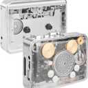 Portable Clear Stereo Auto Reverse Cassette PlayerConvert Tapes to MP3 Format via USB ConverterBuilt-in Cool Copper Wheel Movement Speaker