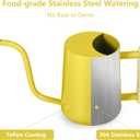 Watering Can Indoor Plants, 35oz Small Stainless Steel Metal Watering Can Modern Decorative Watering Pot with Long Spout for Indoor House Plant Bonsai Garden Flowers (Yellow)