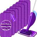 Reusable Mop Pads for Swiffer WetJet, Wet Pads Refills for 12'' Spray Mop, Microfiber Refill Machine Washable Up to 100+ Floor Cleaning for All Kinds of Floor Types, 7 Pack (Purple)