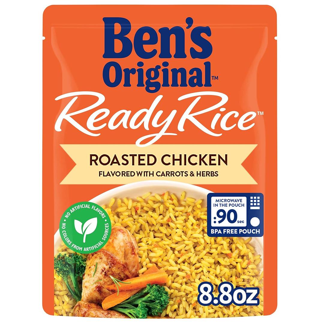 BEN'S ORIGINAL Ready Rice Roasted Chicken Flavored Rice, Easy Dinner Side, 8.8 oz Pouch (EXP 03/01/26)