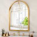 Arched Bathroom Mirror, Wall Mounted Mirror Gold Arch Mirror Aluminum Alloy Frame Bathroom Mirror Living Room, Bedroom, Bathroom and Entryway 20"x16"