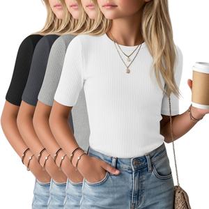 LessonZoo 4 Pack Girls Soft Shirts, 4-Color, 11-12 Years