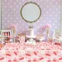 VDESFUEBY Pink Bow Cherry Party Supplies Cute Bow Cherry Heart Paper Plates Napkins Cups and Tablecloth Sets for Girls Pink Bow Cherry Birthday Party Supplies