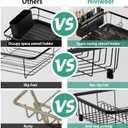 Hiviweer Dish Drying Rack - Space-Saving Dish Rack,Dish Racks for Kitchen Counter with Drainboard, Rustproof Dish Drainer with a Removable 4-Compartment Utensil Holder,Black