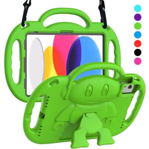 SUPLIK Kids Case for New iPad 11th Gen (A16) 11-inch 2025 & 10th Generation 10.9" 2022 & Air 11" 2025/2024 & Air 5th/4th Gen & Pro 11, Durable Shockproof Cover with Shoulder Strap Handle Stand, Green