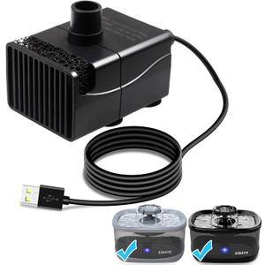 SIBAYS Cat Water Fountain Pump, Pet Water Fountain Replacement Pump for 9.5L/2.5Gal Large Dog Water Fountains(FS68), Mini Submersible Pump(Model: P03)