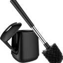 SetSail Toilet Brush and Holder, Self Closing Lid Toilet Bowl Brushes Holder and Extra Long Handle Ventilated Toilet Brush Set for Bathroom Cleaning, Nylon Bristles, Black
