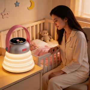 wapentake Baby Night Light, Featuring 12 Color Options and stepless dimming, Made of Soft Silicone, Foldable for Storage, and Rechargeable, Suitable for Breastfeeding Mothers (Pink)