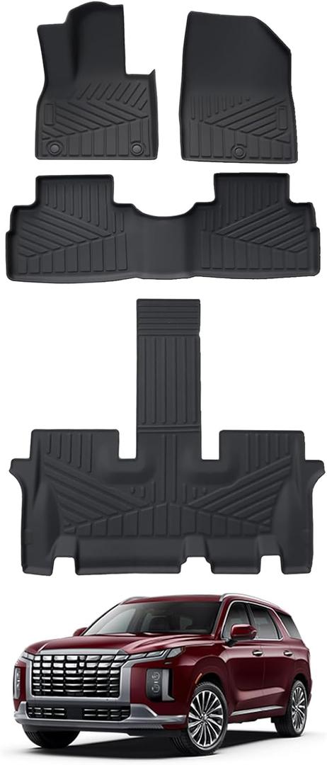 Floor Mat Cargo Liner Compatible with 2020-2025 Hyundai Palisade TPE All-Weather Front-Row, Middle-Row & Rear-Row Floor Liner for Palisade Accessories(for 20-25palisade)