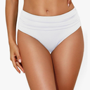 Tempt Me Women Mid Rise Bikini Bottoms Full Coverage Swimsuit Ruched Scrunch Swim Bottom S