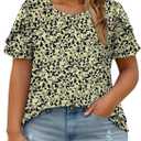 DOLNINE Womens-Plus-Size-Dressy-Summer-Tops Ruffle Petal Short Sleeve T Shirts Casual Loose Tunics Cute Trendy Blouses (XX-Large, Yh004)