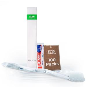 ECO amenities Travel Toothbrush Kit - Manual Disposable Toothbrush with Toothpaste, in Individually Wrapped Paper Box, 100 Sets per Case - Travel Set for Hotels and Hospitality