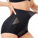 Tummy Control Shapewear Panties for Women Body Shaper Underwear Seamless Shapewear Panty Girdle (Large, Black-high Waisted)