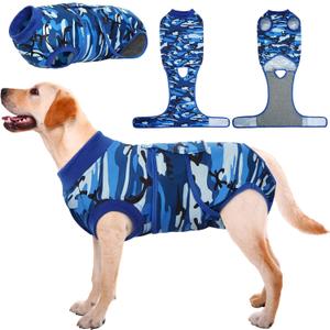 Kuoser Recovery Suit for Dogs Cats After Surgery, Professional Pet Recovery Shirt Dog Abdominal Wounds Bandages, Substitute E-Collar & Cone,Prevent Licking Dog Onesies Pet Surgery Recovery Suit, Size L