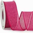 Ribbli Burlap Wired Ribbon,1-1/2 Inch x 10 Yard,Hot Pink,Solid Wired Edge Ribbon for Big Bow,Wreath,Tree Decoration,Outdoor Decoration