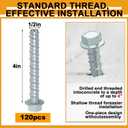 Hicarer 120 Pack 1/2 x 4 Inch Concrete Screws Galvanized for Anchoring