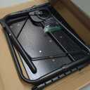 Adjustable TV Tray Black Dinner - Folding Trays for Eating On Couch Wooden Tables Mate Stand Foldable Desk with Cup Holder Portable