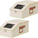 GDGZJJD Hat Storage Box Organizer, 2-Pack, Stackable with Clear Windows, Holds 30 Baseball Caps, Beige