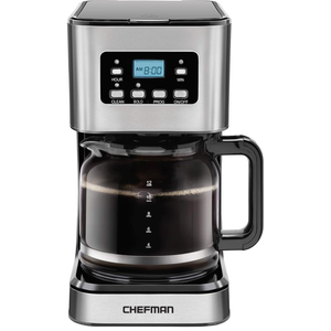 Chefman 12-Cup Programmable Coffee Maker, Electric Brewer, Auto Shut Off, Digital Display w/Auto-Brew Function, Anti-Drip Pot, Reusable Filter for Fresh Grounds, Square Stainless Steel, Glass Carafe