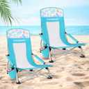 HAUSHOF 2-Pack Blue High Back Beach Chairs with Colored Dots, Durable 600D Oxford Fabric, Industrial Grade Iron, Maximum Seated Weight Capacity: 265 lbs, Ergonomic Design High Back 2 Pack, Blue-dots