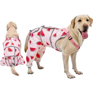 Arblina Dog Recovery Suit, Adjustable Rear Leg Sleeve to Stop Licking Wounds for Large Medium Male Female Dogs, Surgical Onesie for Neuter Spay Protective as Cone Alternative After Surgrey, Pink (XL(Back Length: 22"-26", Leg Length: 11.5"))