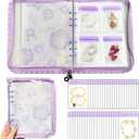 Jewelry Storage Book Transparent Earring Bracelet Rings Necklace Pouch Organizer Zipper Bag with pockets (purple)