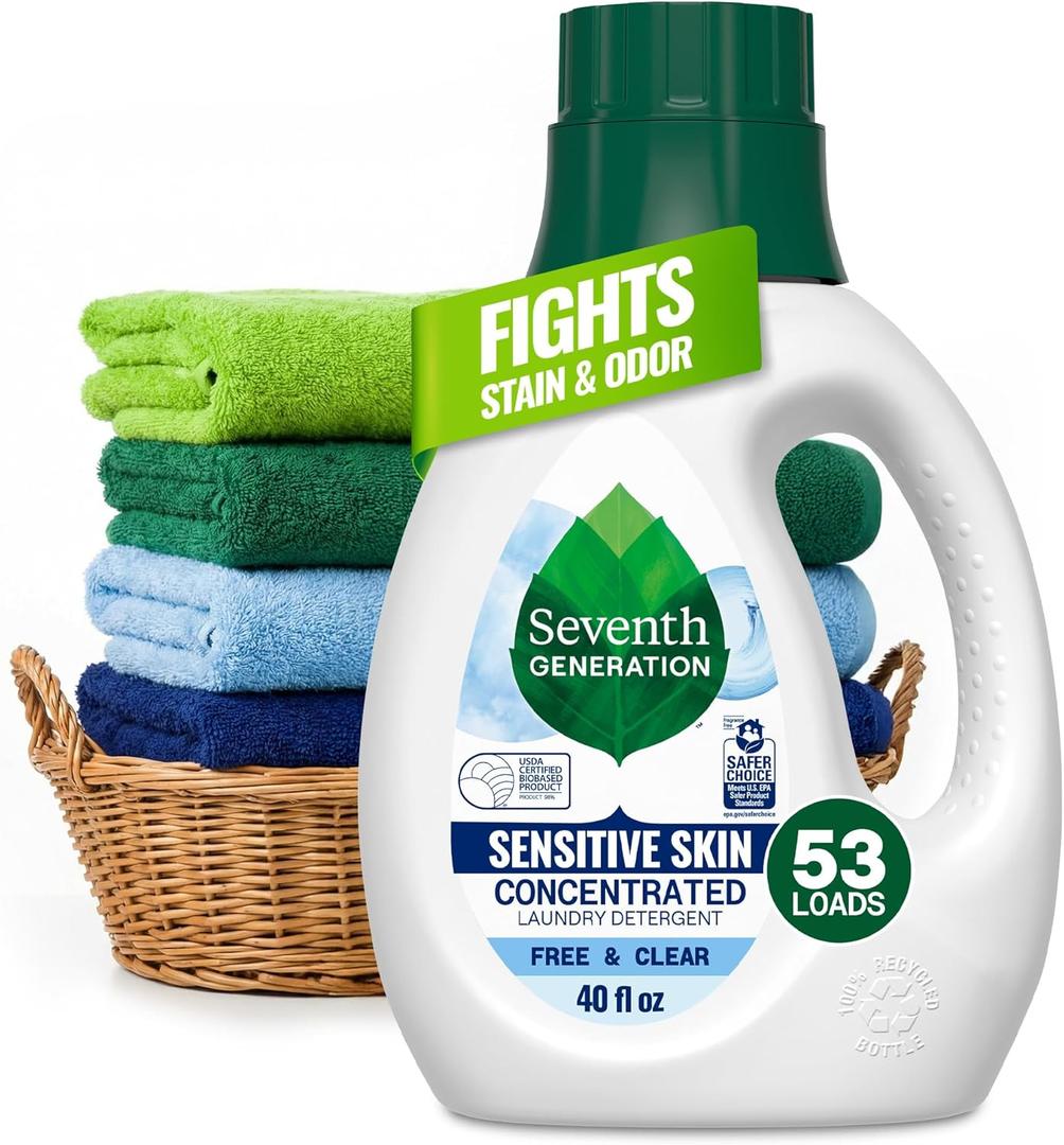 Seventh Generation Concentrated Laundry Detergent Liquid Free & Clear Fragrance Free 40 oz (40 Fl Oz (Pack of 1))