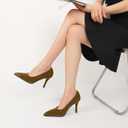 Mallyteeds Stiletto High Heels Pumps for Women 3.6 Inch Closed Toe Slip-on Beaded Pumps Party Wedding Dress Shoes Bride