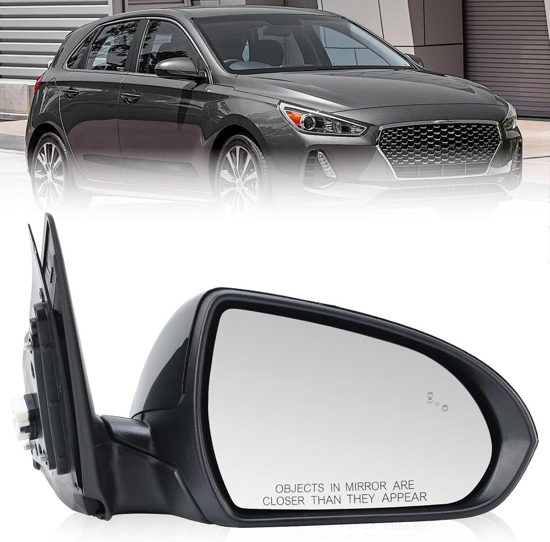 7 Pins Side Mirror for 2017 2018 2019 2020 Hyundai Elantra Heated With Blind Spot Indicator Power Glass 87620F2280, HY1321253(Right Passenger Side)