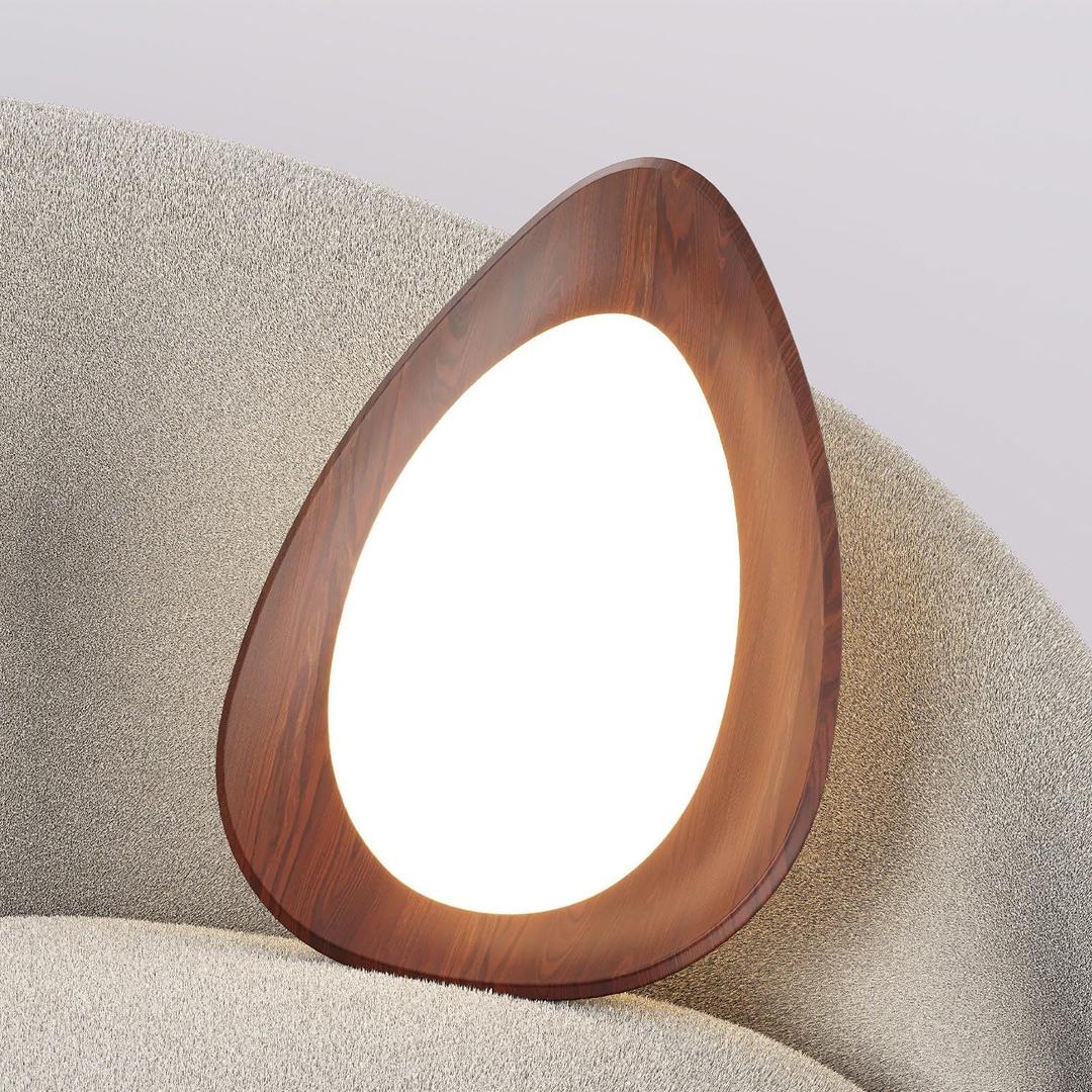 Premium Minimalist Walnut-Colored Modern LED Ceiling Light - 36W Oval Flush-Mount Fixture, 4000K Neutral Light, 14.1" Low-Profile Design, Energy Efficient for Bedroom, Corridor & Aisle