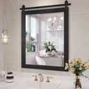 Farmhouse Bathroom Mirror, 24x30 Inch Black Vanity Mirror for Wall, Wood Framed Rustic Mirror Rectangular Wall Decor Mirrors for Entryway Living Room Bedroom