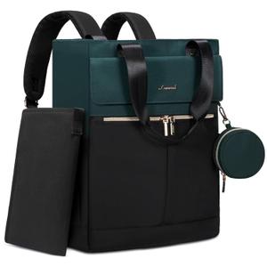 LOVEVOOK Diaper Bag Backpack with Insulated Pockets, Baby Changing Pad, Pacifier Case - Anti-Theft Travel Backpack for Women, Black-Green (15.6-Inch)