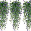 RECUTMS Vine Plant Fake Ferns Plants Large Faux Artificial Hanging Plants Wall Plants Artificial Hanging Plants Outdoors Fake Hanging Plant Greenery Vine for Outdoor Plants Decor 3 Pcs(Purple)