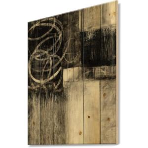 A Geometric Day I Mid-Century Modern Wood Wall Decor, Black Wood Wall Art, Large Abstract Wood Wall Panels Printed On Natural Pine Wood Art (32L" x 24W")