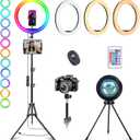 13" Selfie Ring Light with Stand 76" Tall & Phone Holders,Sunset Lamp, Tablet Holder,Desk Tripod& 51 Color Modes, Ring Light Tripod for iPhone,Video Recording,Live Streaming(TikTok/YouTube/Instagram)