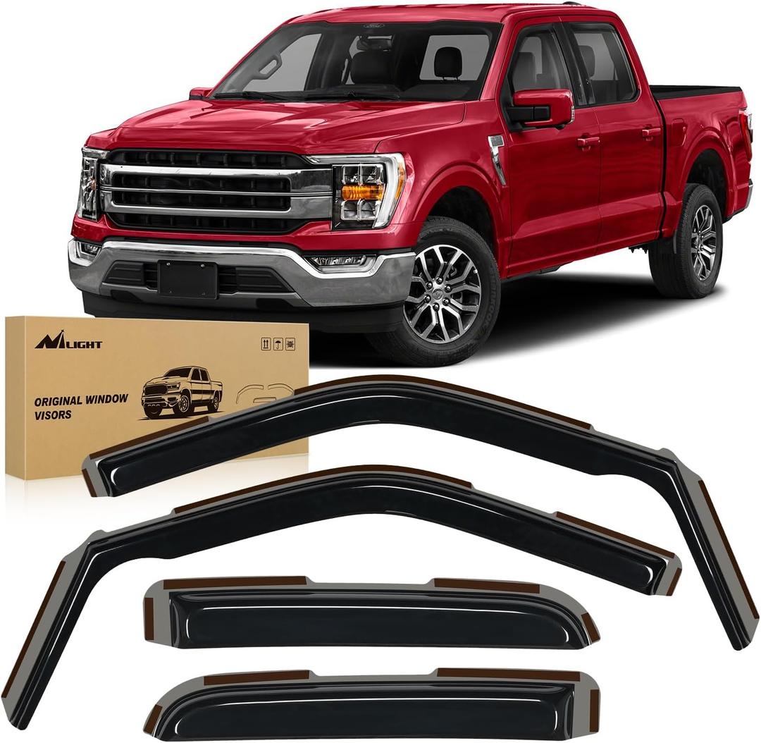 Nilight in-Channel Rain Guards for Ford F150 2021 2022 2023 2024 Super Cab, F250 F350 F450 F550 2023 2024 Super Duty Super Cab,Vent Window Visors, Original Window Deflectors-4PCS (Ford F150 Super Cab 2021-2024)