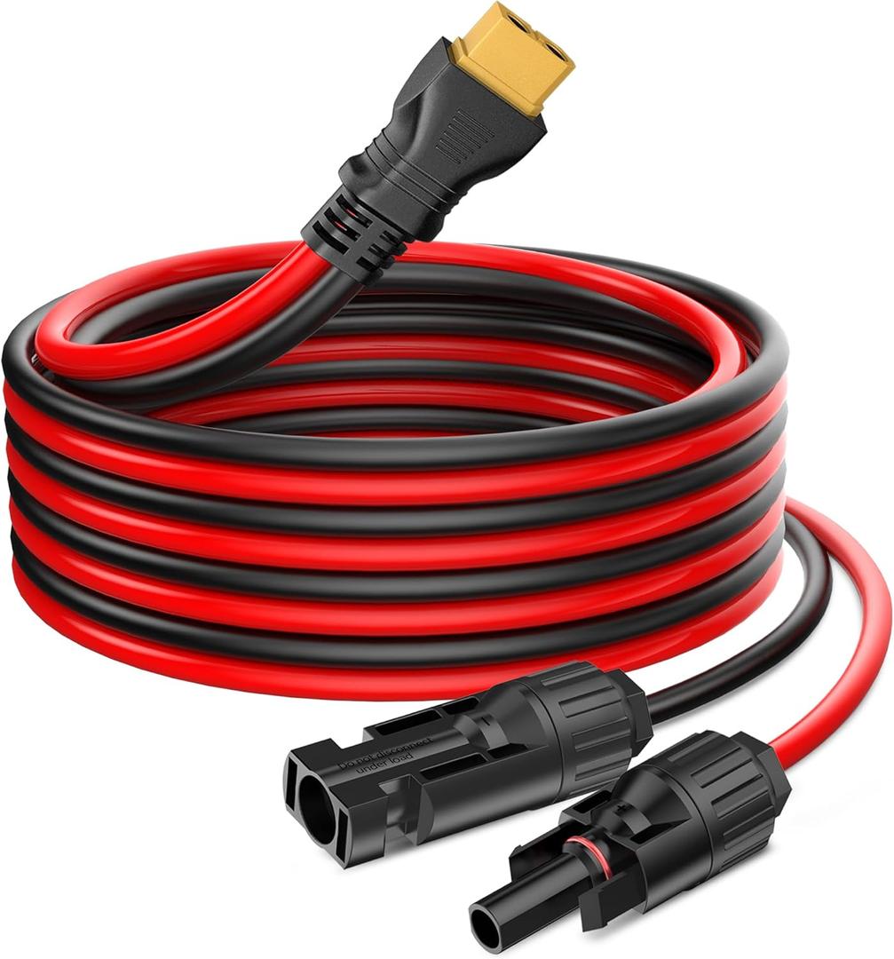 PixelMan Solar Panel Plug to XT60 Charge Cable, 10AWG Connector with Upgraded Adapter, Extension Cable (3.2 Ft)