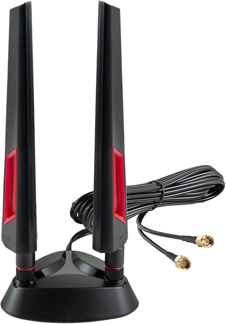 9dBi WiFi 6 6E Tri-Band 2.4GHz + 5 GHz + 6GHz Magnetic Base Gaming Antenna for WiFi 6 6E Router PC Desktop Computer PCI-E Card Bluetooth Gaming Motherboard