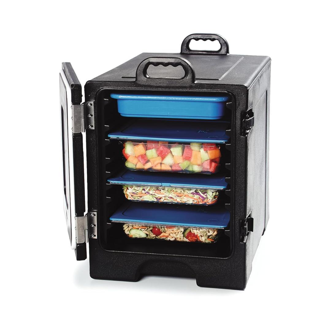 Carlisle FoodService Products Insulated Food Pan Carrier, Holds 5 Full or 10 Half 2.5" Pans (Sold Separately), Front-Loading Cateraide with Handles, Rugged PE Shell with PU Insulation, Black