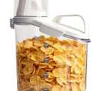 Cereal Containers Storage,2L Airtight Large Dry Food Storage Containers with Pouring Spout, Measuring Cup for Flour and Grain,BPA Free Plastic Dispenser ((1pcs) White-67oz)