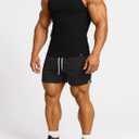 Men's Ribbed Workout Tank Tops Fitness Muscle Gym Tanks Sleeveless Bodybuilding Shirts Black (L)