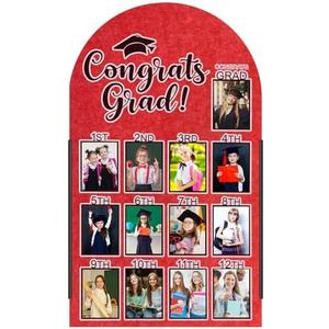 CroBlissful 27 x 16 Inch Graduation Photo Board Picture Frames Wall Decor Collage Display Red Felt Board for 4 x 3 Inch Photo DIY Picture Holder 2026 Graduation Party Decorations